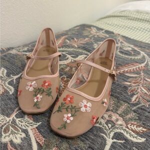 Floral Embroidered Mary Jane Flats